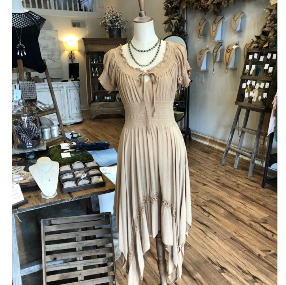 NEW Scandal Italy Diana Camel Asymmetrical Dress Size Large